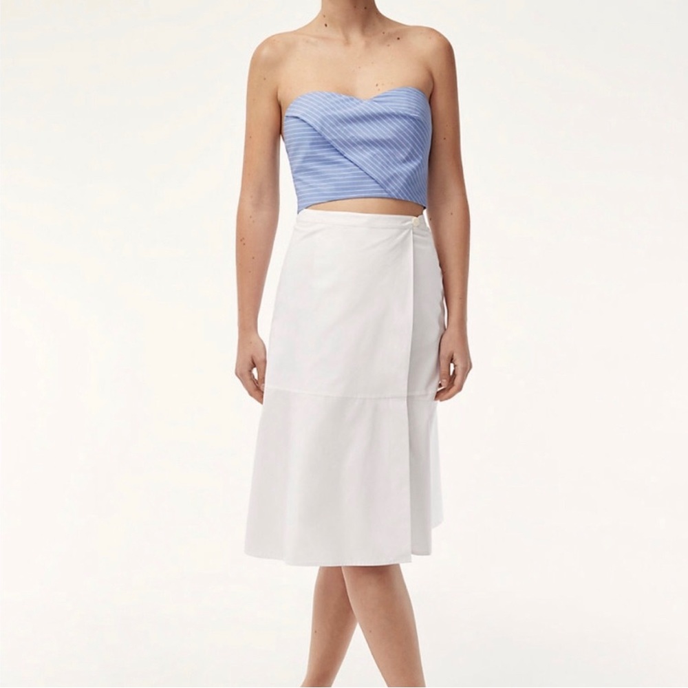 Aritzia Babaton White Rosalio Wrap Midi Skirt Adjustable Button Loop Size 00